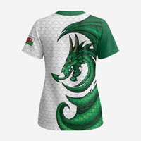 Wales Celtic Dragon Scrub Top Welsh Mythic Green Dragon - Wonder Print Shop
