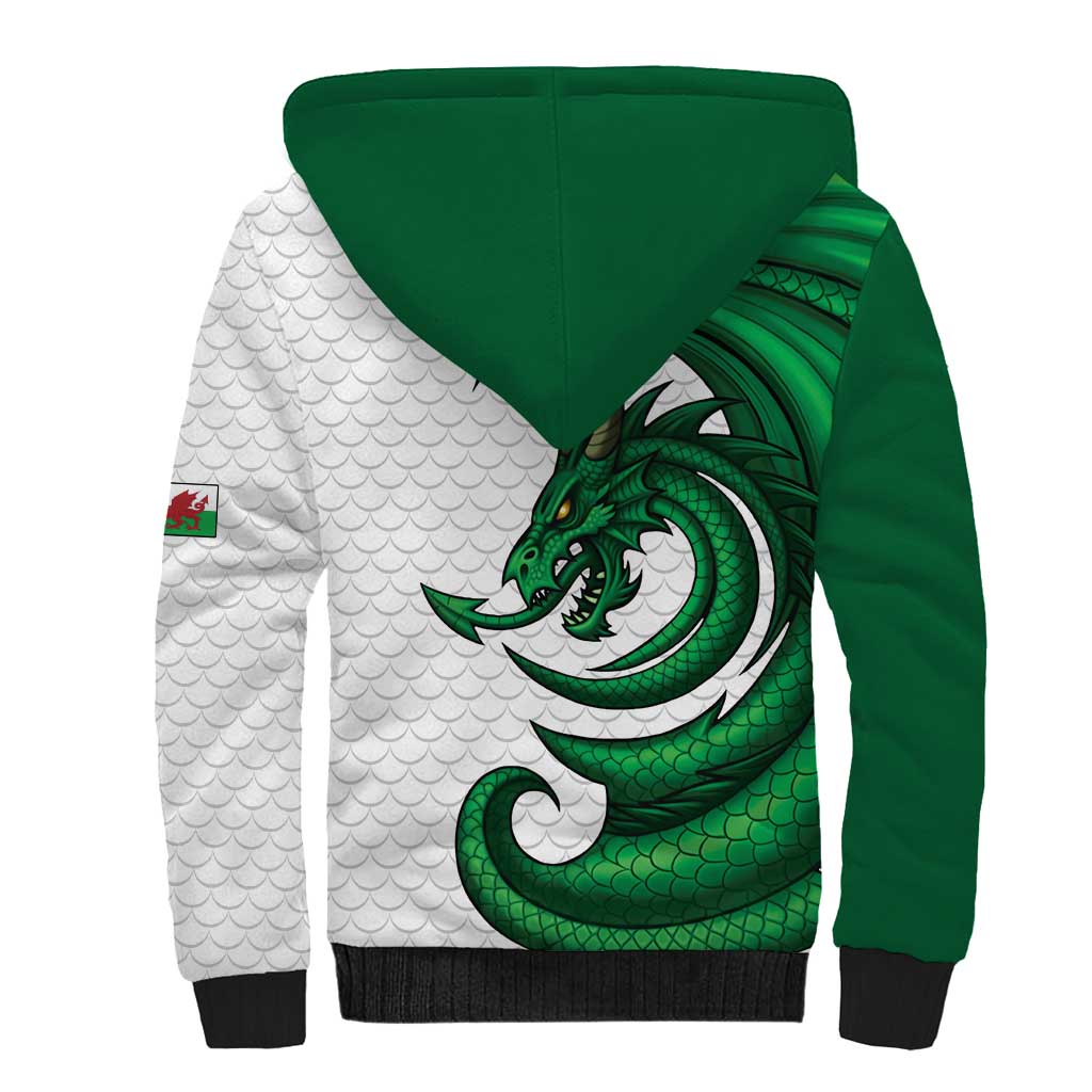 Wales Celtic Dragon Sherpa Hoodie Welsh Mythic Green Dragon - Wonder Print Shop