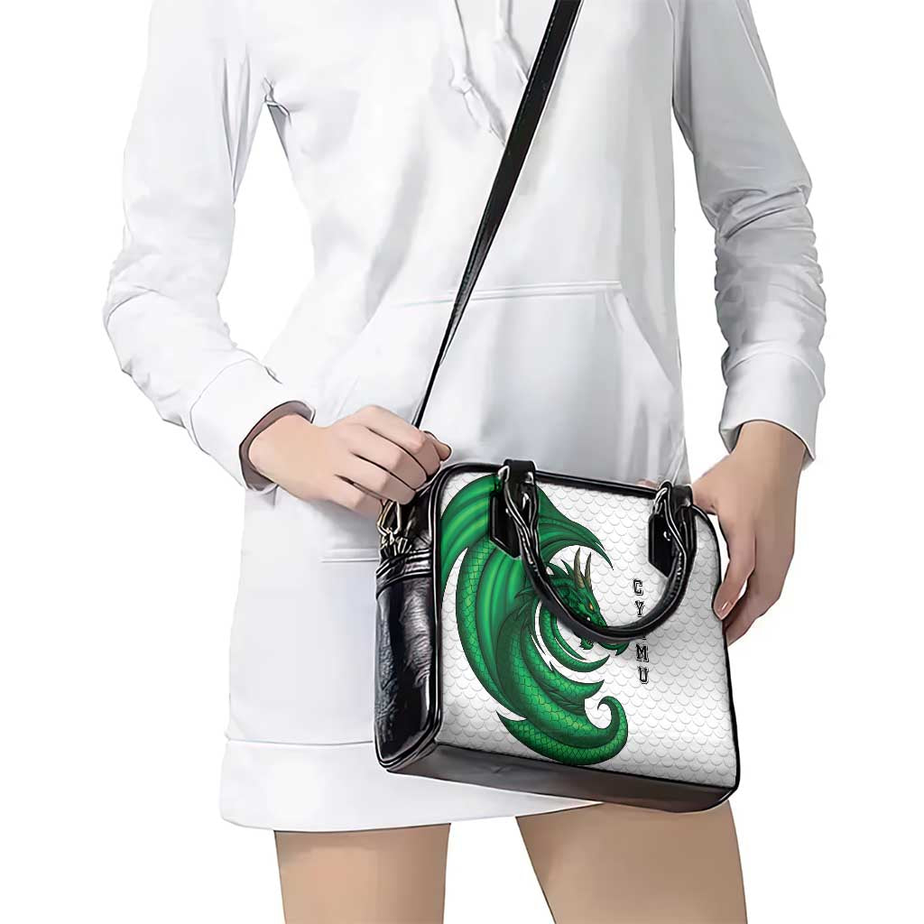 Wales Celtic Dragon Shoulder Handbag Welsh Mythic Green Dragon - Wonder Print Shop