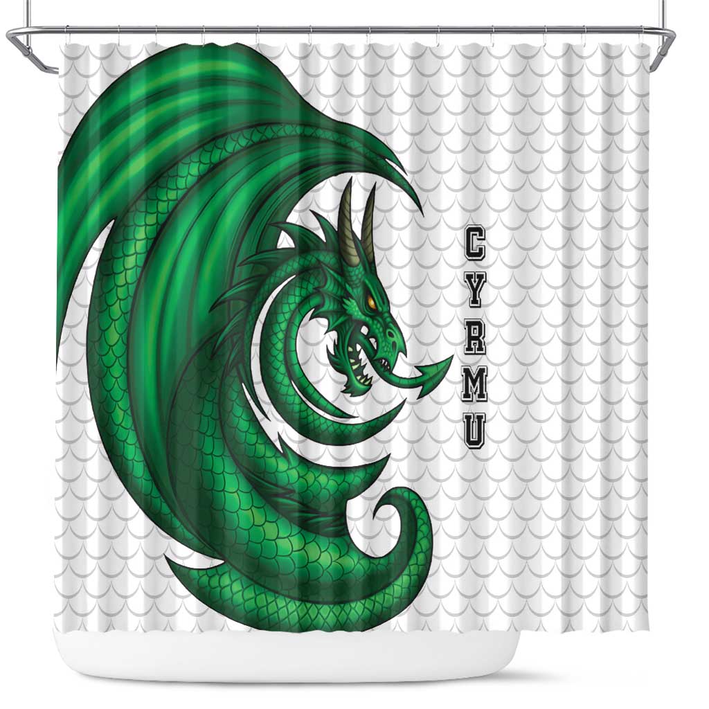 Wales Celtic Dragon Shower Curtain Welsh Mythic Green Dragon - Wonder Print Shop