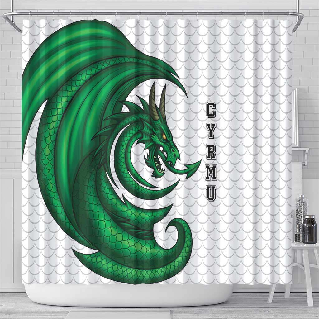 Wales Celtic Dragon Shower Curtain Welsh Mythic Green Dragon - Wonder Print Shop