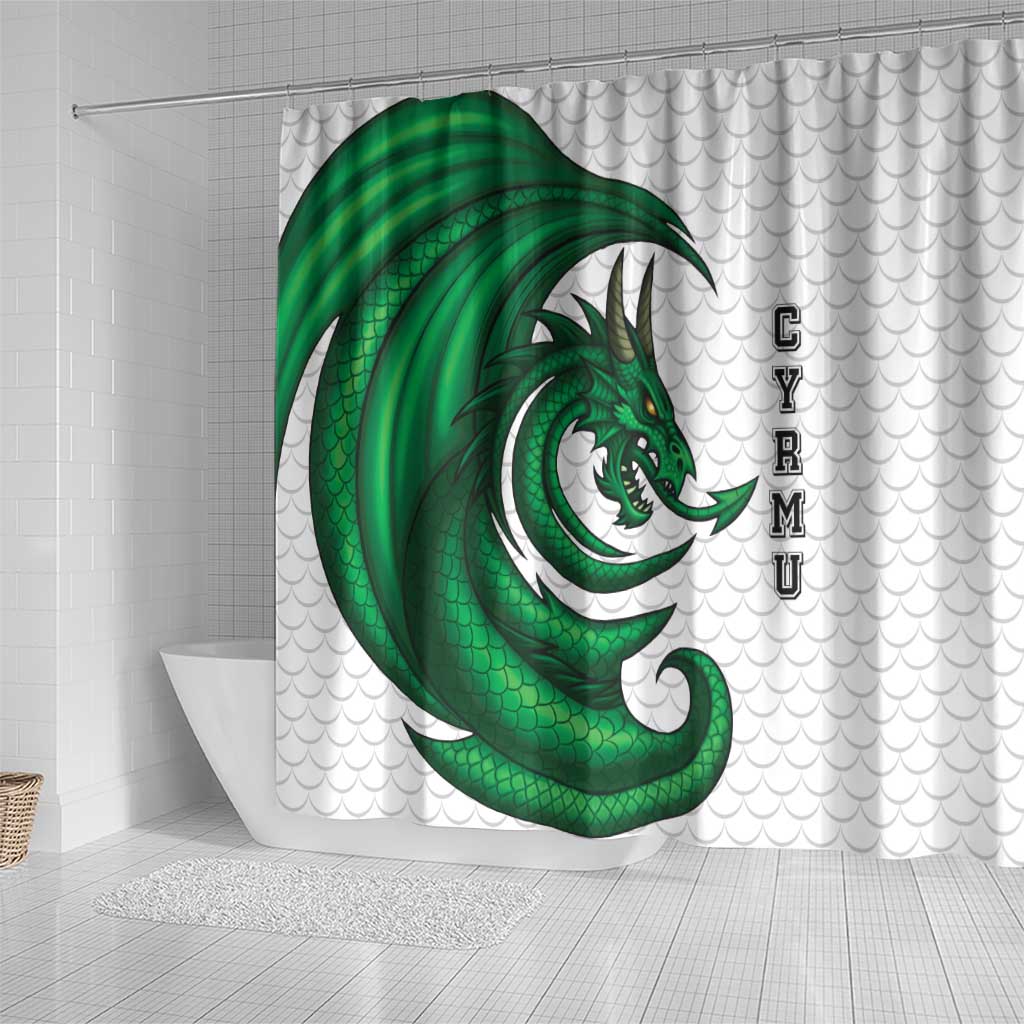 Wales Celtic Dragon Shower Curtain Welsh Mythic Green Dragon - Wonder Print Shop