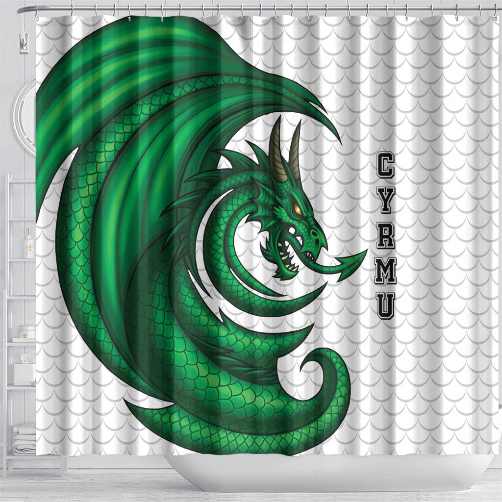 Wales Celtic Dragon Shower Curtain Welsh Mythic Green Dragon - Wonder Print Shop