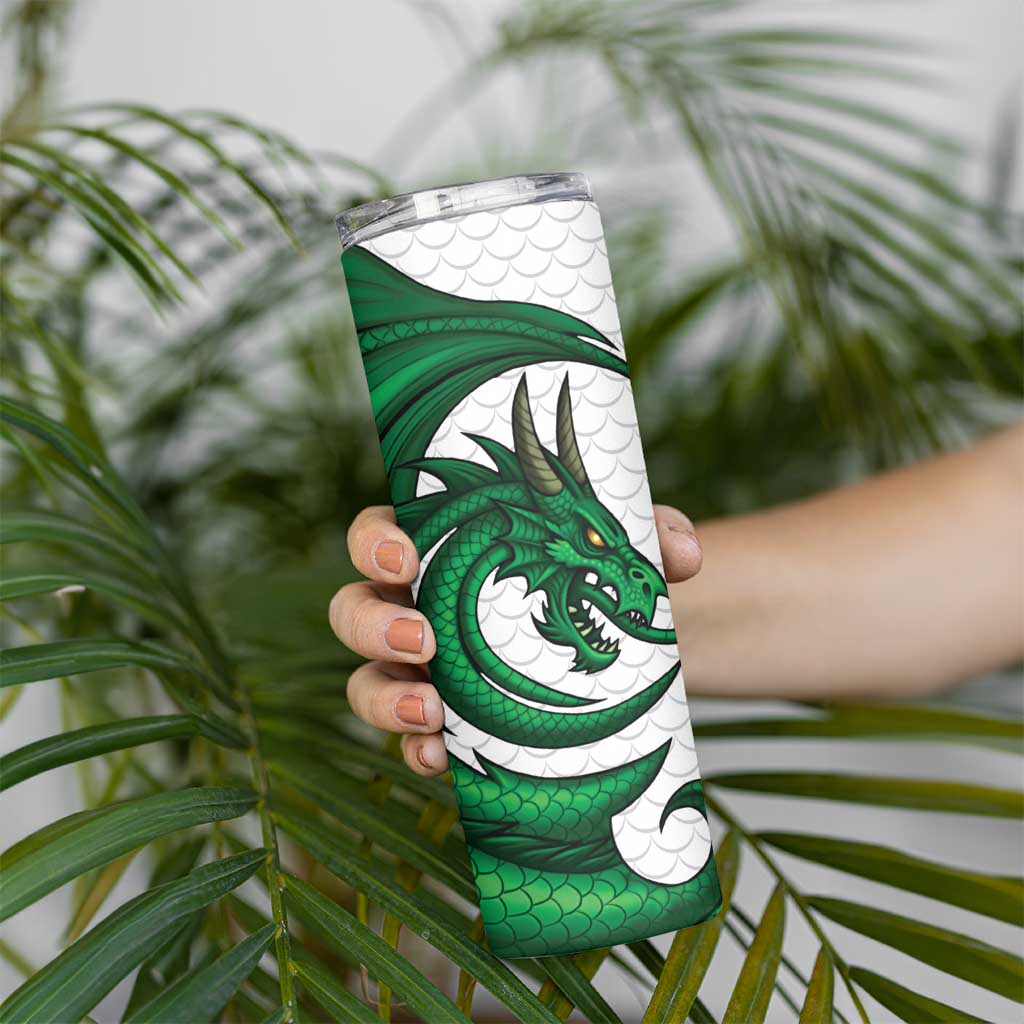 Wales Celtic Dragon Skinny Tumbler Welsh Mythic Green Dragon - Wonder Print Shop