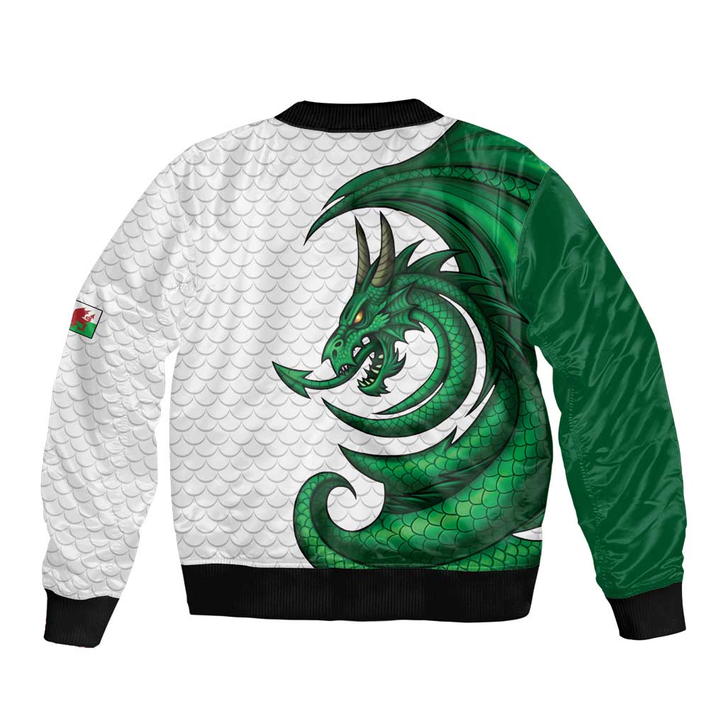 Wales Celtic Dragon Sleeve Zip Bomber Jacket Welsh Mythic Green Dragon - Wonder Print Shop