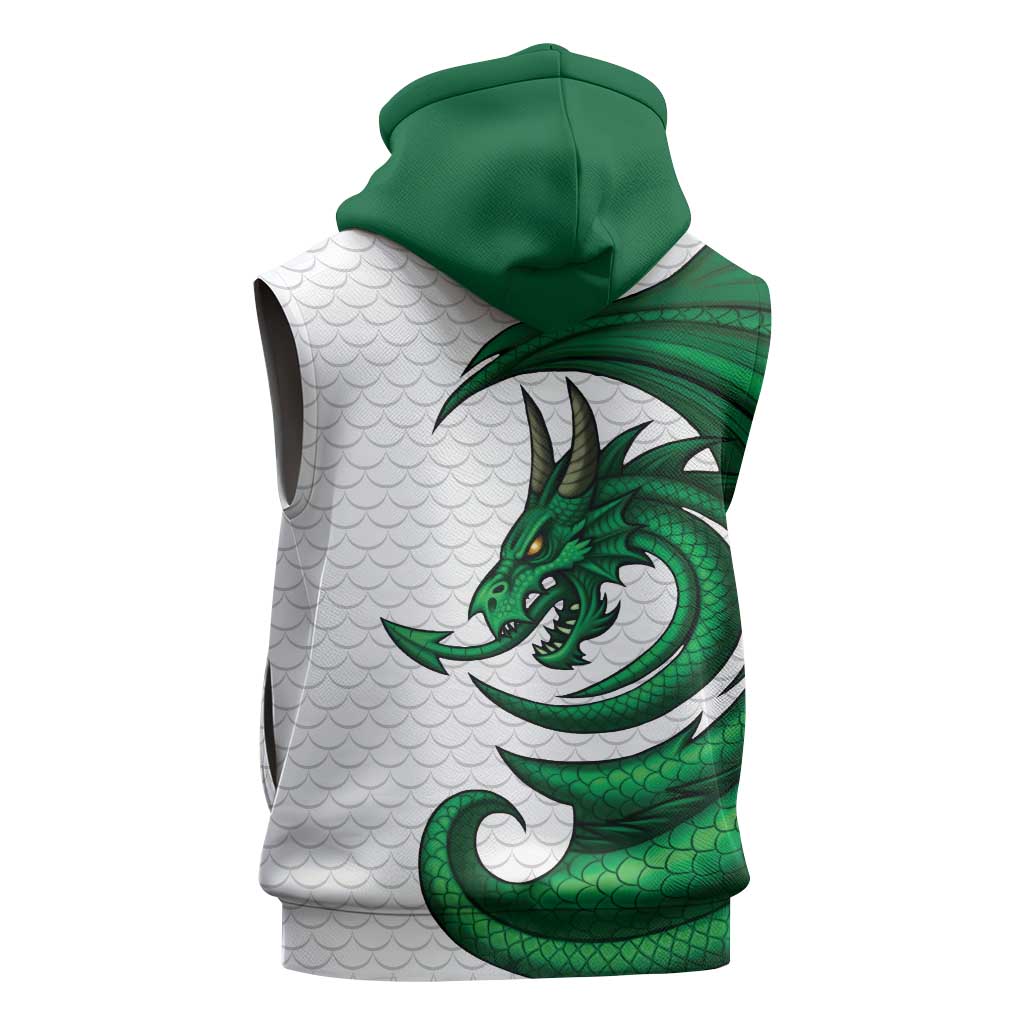 Wales Celtic Dragon Sleeveless Zip Hoodie Welsh Mythic Green Dragon - Wonder Print Shop