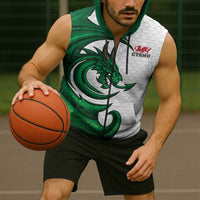 Wales Celtic Dragon Sleeveless Zip Hoodie Welsh Mythic Green Dragon - Wonder Print Shop