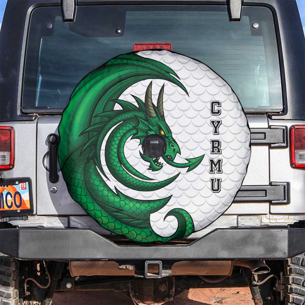 Wales Celtic Dragon Spare Tire Cover Welsh Mythic Green Dragon - Wonder Print Shop