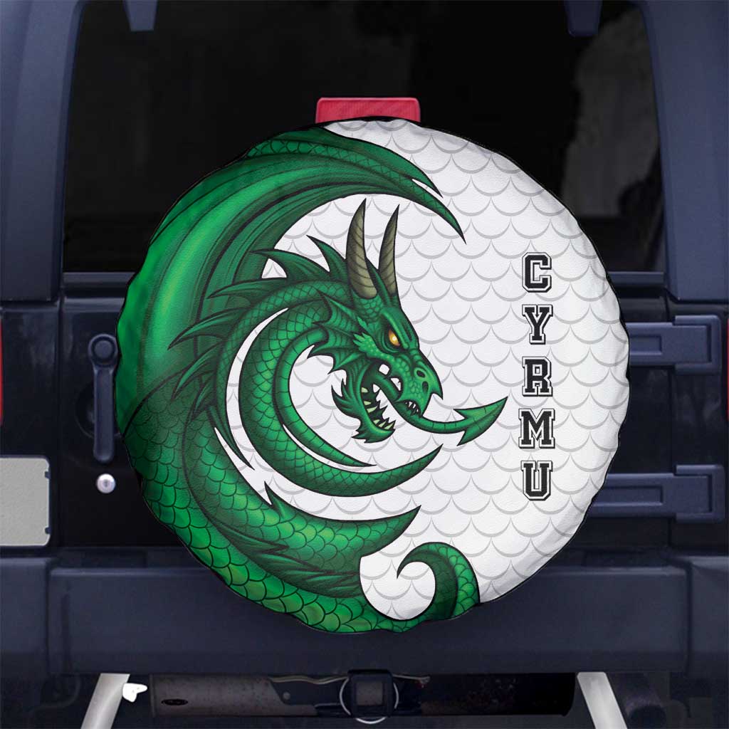 Wales Celtic Dragon Spare Tire Cover Welsh Mythic Green Dragon - Wonder Print Shop