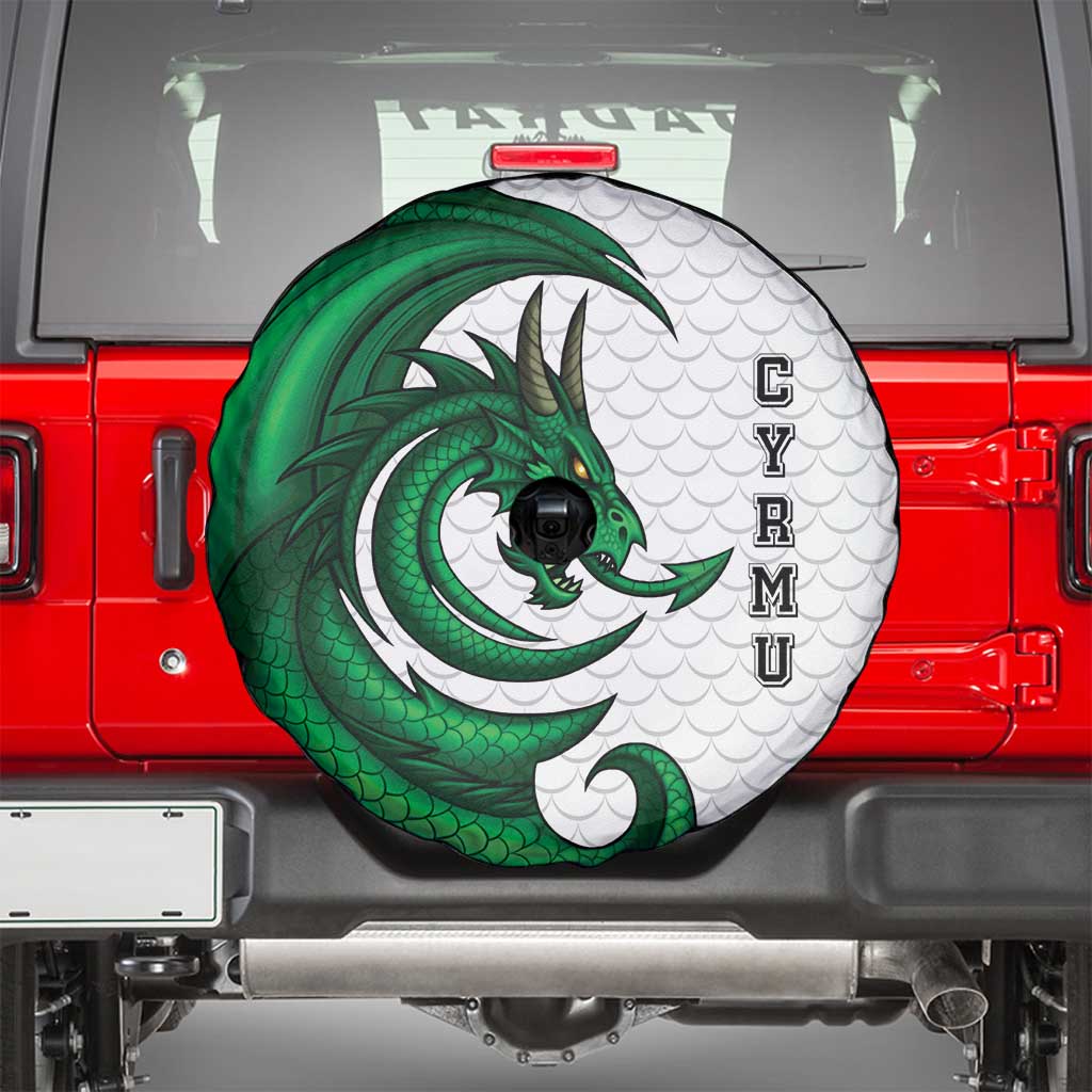 Wales Celtic Dragon Spare Tire Cover Welsh Mythic Green Dragon - Wonder Print Shop