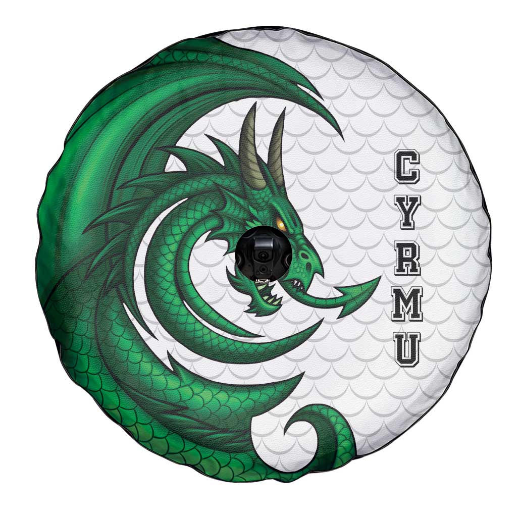 Wales Celtic Dragon Spare Tire Cover Welsh Mythic Green Dragon - Wonder Print Shop