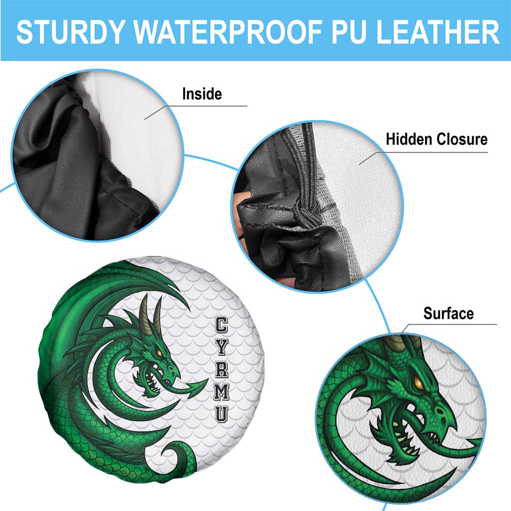 Wales Celtic Dragon Spare Tire Cover Welsh Mythic Green Dragon - Wonder Print Shop