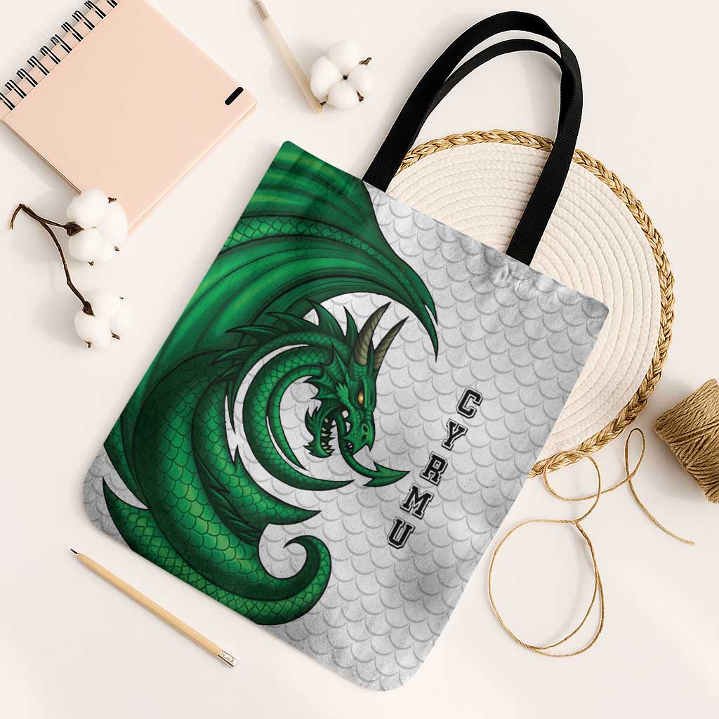 Wales Celtic Dragon Tote Bag Welsh Mythic Green Dragon - Wonder Print Shop