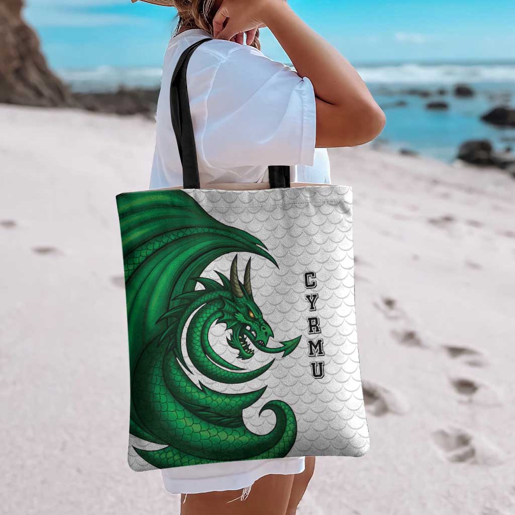 Wales Celtic Dragon Tote Bag Welsh Mythic Green Dragon - Wonder Print Shop