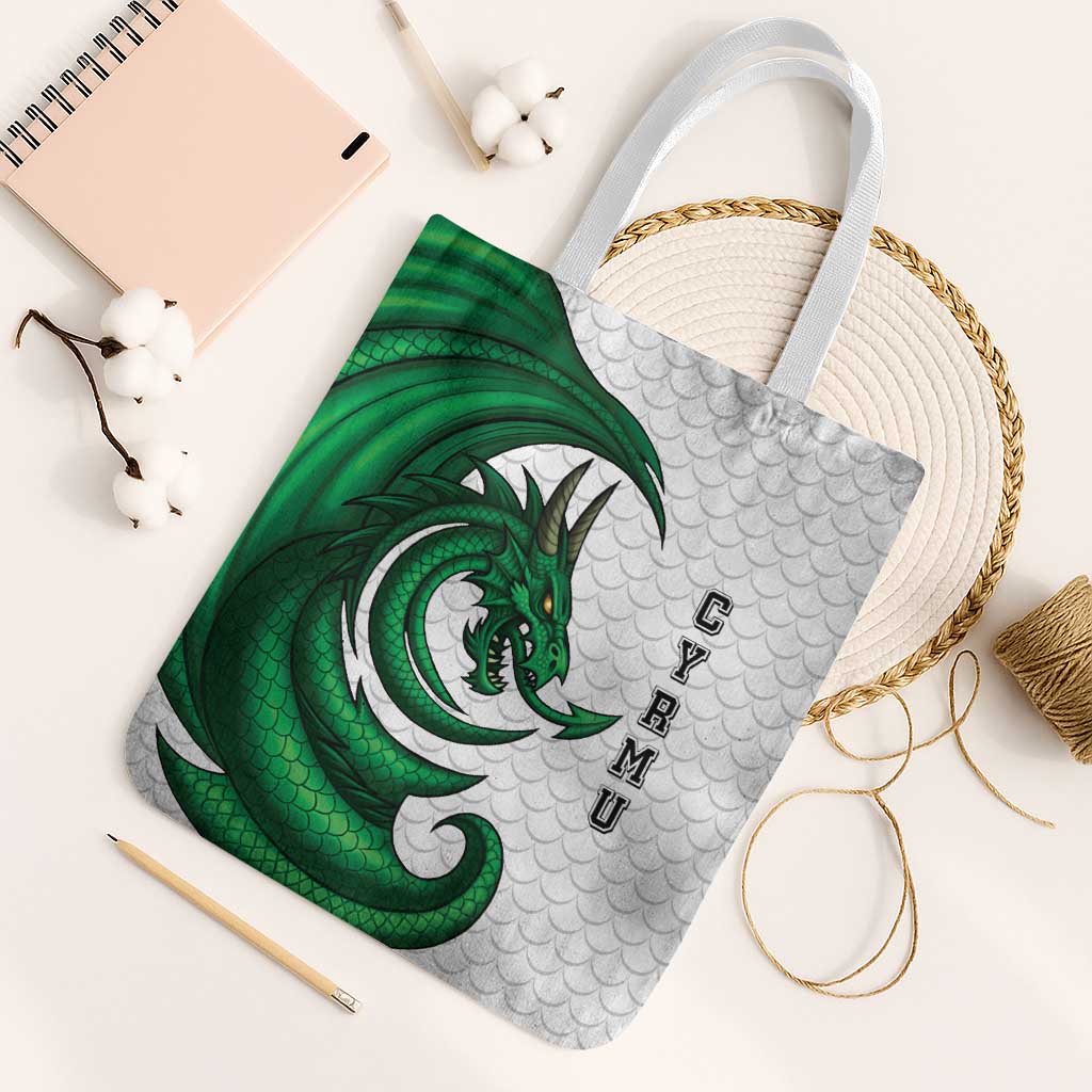 Wales Celtic Dragon Tote Bag Welsh Mythic Green Dragon - Wonder Print Shop