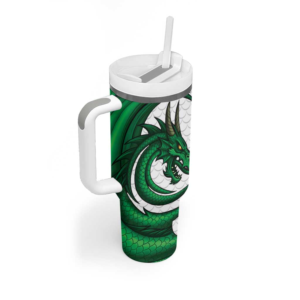 Wales Celtic Dragon Tumbler With Handle Welsh Mythic Green Dragon - Wonder Print Shop