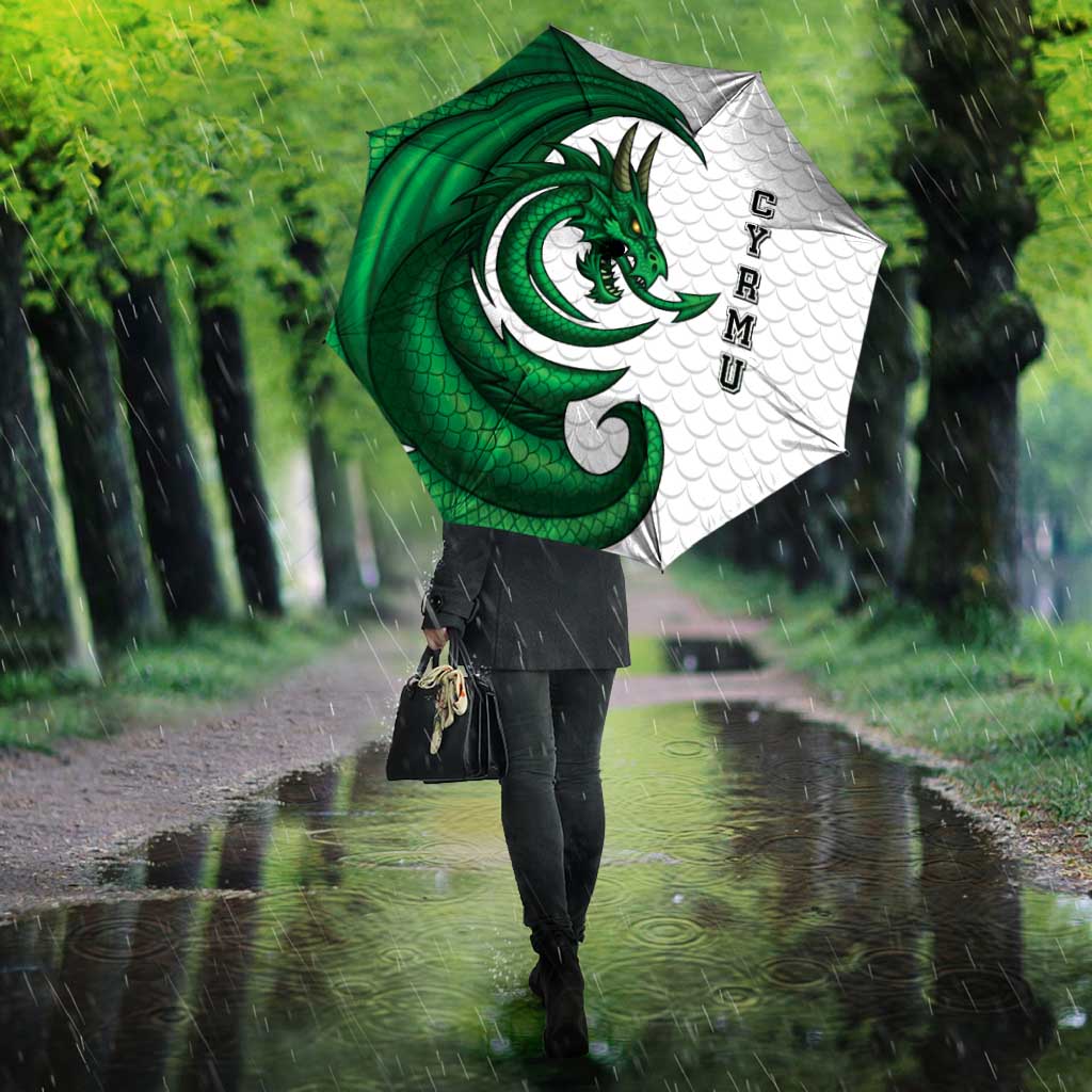 Wales Celtic Dragon Umbrella Welsh Mythic Green Dragon - Wonder Print Shop