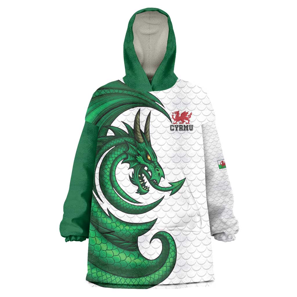 Wales Celtic Dragon Wearable Blanket Hoodie Welsh Mythic Green Dragon - Wonder Print Shop
