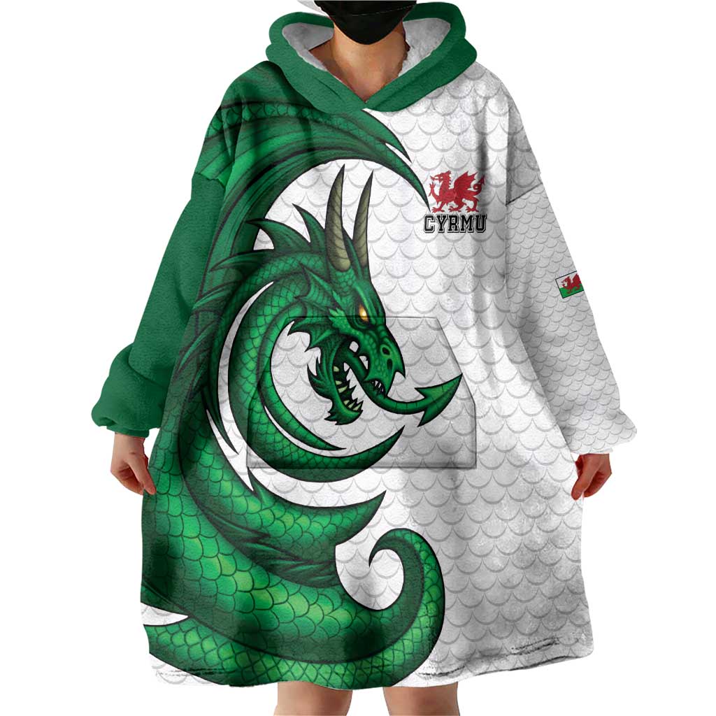 Wales Celtic Dragon Wearable Blanket Hoodie Welsh Mythic Green Dragon - Wonder Print Shop