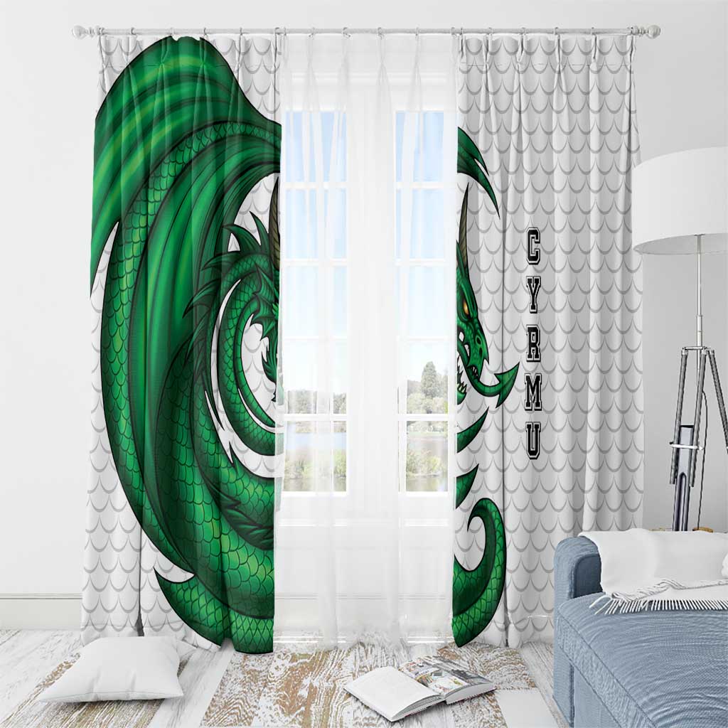 Wales Celtic Dragon Window Curtain Welsh Mythic Green Dragon - Wonder Print Shop