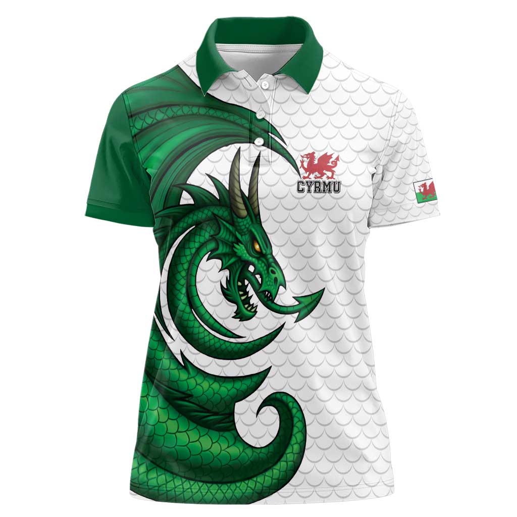 Wales Celtic Dragon Women Polo Shirt Welsh Mythic Green Dragon - Wonder Print Shop