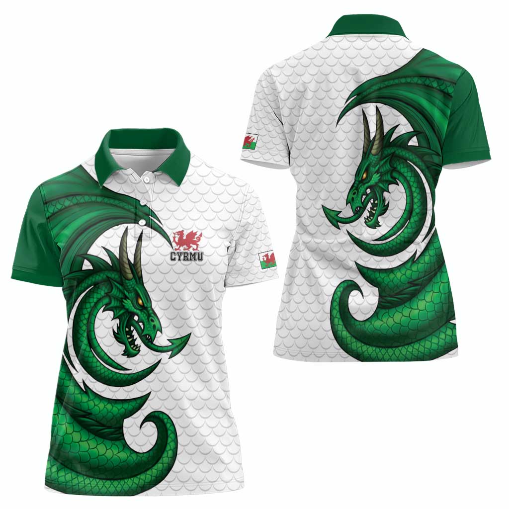 Wales Celtic Dragon Women Polo Shirt Welsh Mythic Green Dragon - Wonder Print Shop