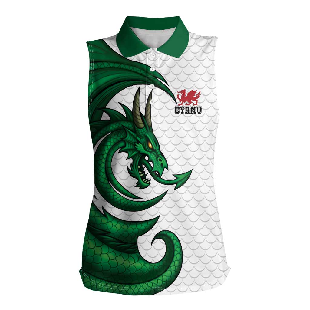 Wales Celtic Dragon Women Sleeveless Polo Shirt Welsh Mythic Green Dragon - Wonder Print Shop