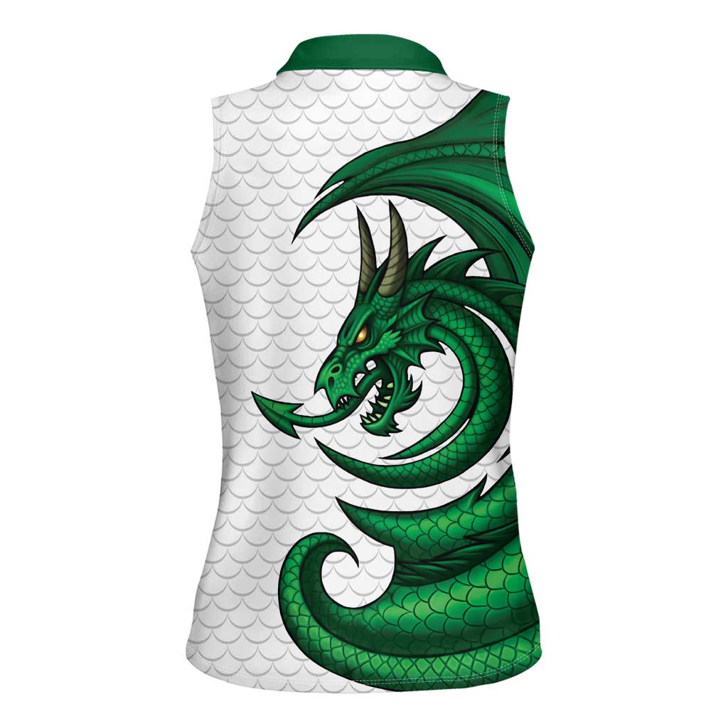 Wales Celtic Dragon Women Sleeveless Polo Shirt Welsh Mythic Green Dragon - Wonder Print Shop