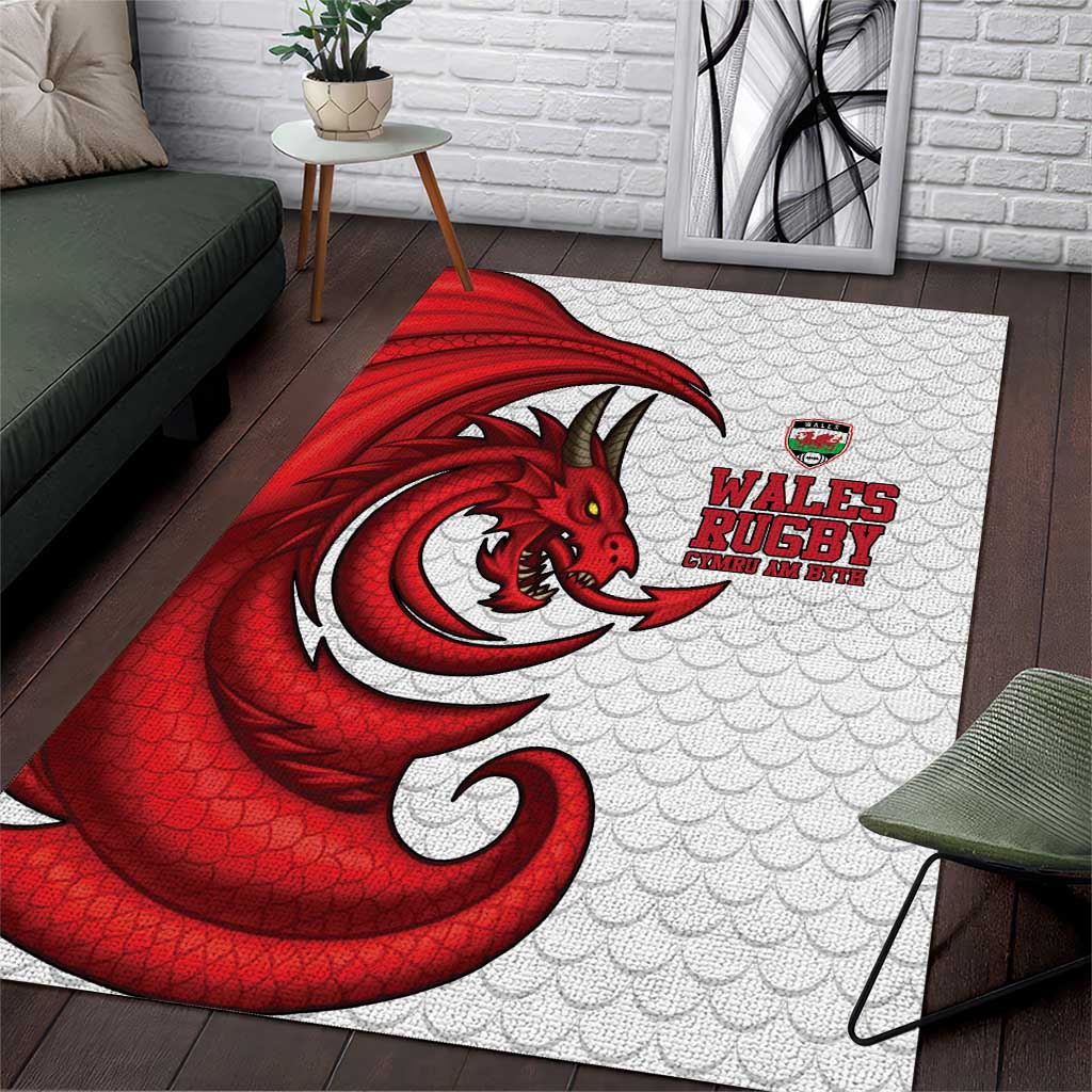 Wales Rugby Red Dragon Area Rug Cymru Am Byth - Wonder Print Shop