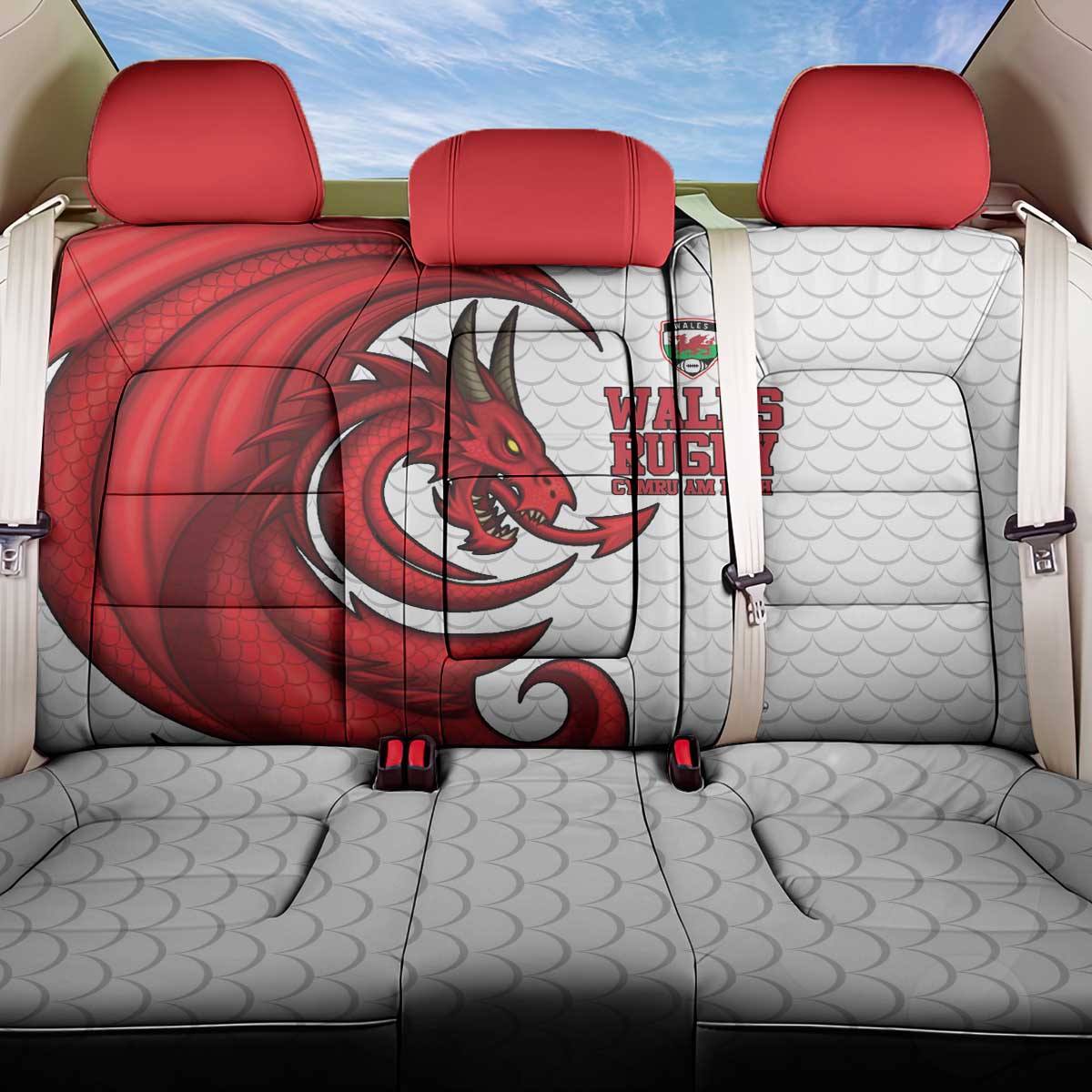 Wales Rugby Red Dragon Back Car Seat Cover Cymru Am Byth - Wonder Print Shop