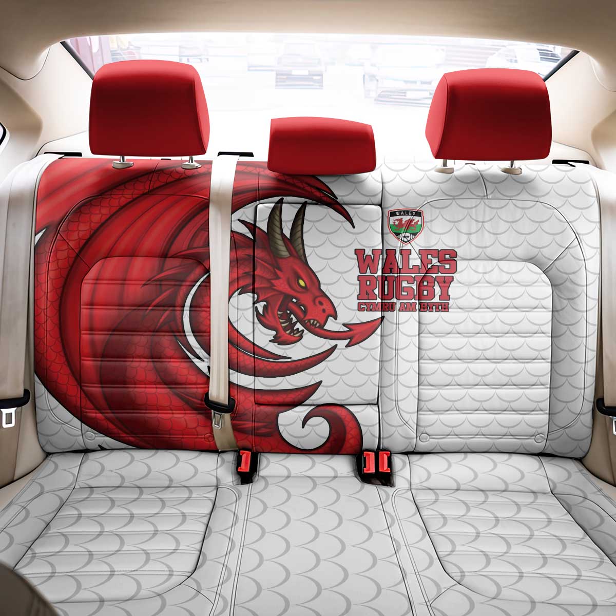 Wales Rugby Red Dragon Back Car Seat Cover Cymru Am Byth - Wonder Print Shop