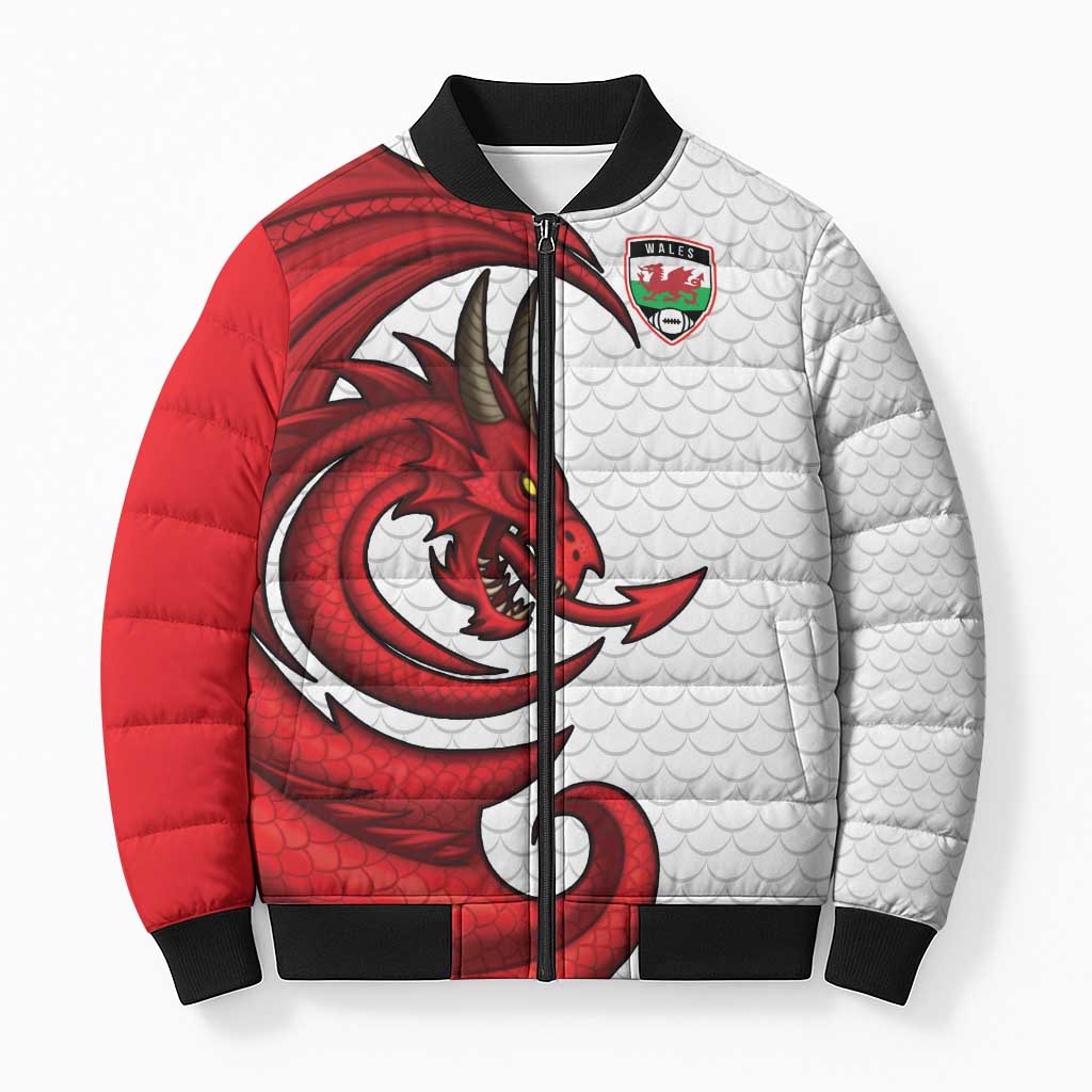 Wales Rugby Red Dragon Bomber Puffer Jacket Cymru Am Byth - Wonder Print Shop