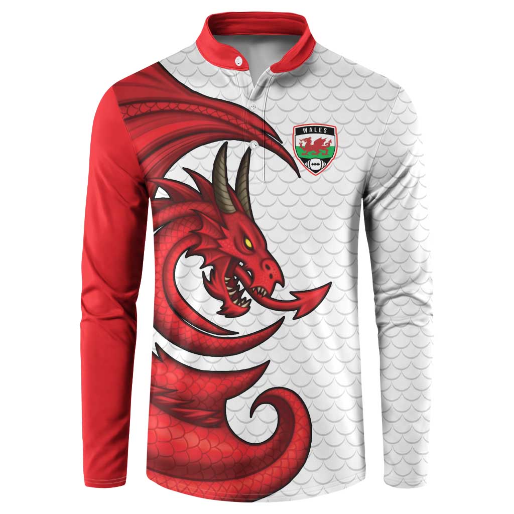 Wales Rugby Red Dragon Button Sweatshirt Cymru Am Byth - Wonder Print Shop
