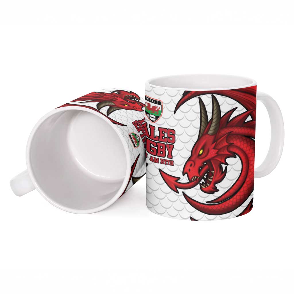 Wales Rugby Red Dragon Ceramic Mug Cymru Am Byth - Wonder Print Shop