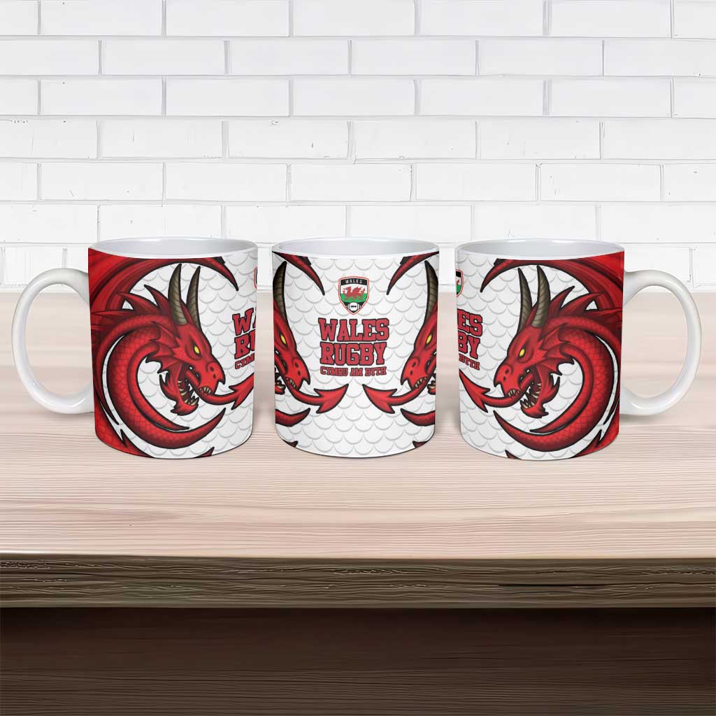 Wales Rugby Red Dragon Ceramic Mug Cymru Am Byth - Wonder Print Shop