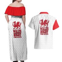 Wales Rugby Red Dragon Couples Matching Off Shoulder Maxi Dress and Hawaiian Shirt Cymru Am Byth - Wonder Print Shop