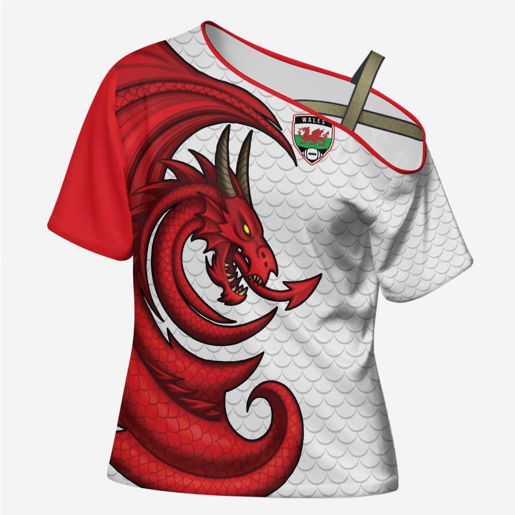 Wales Rugby Red Dragon Cross Shoulder Shirt Cymru Am Byth - Wonder Print Shop