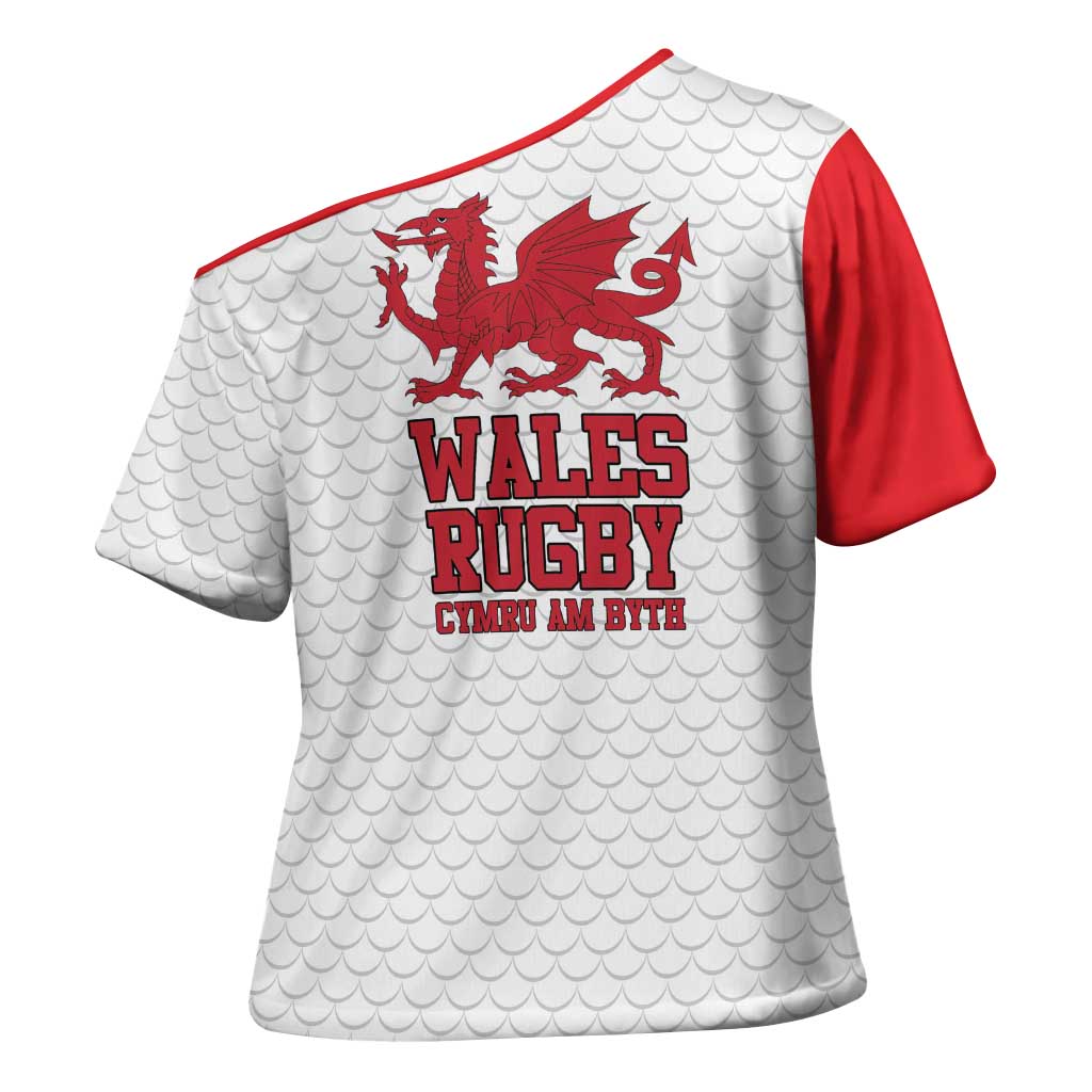 Wales Rugby Red Dragon Cross Shoulder Shirt Cymru Am Byth - Wonder Print Shop