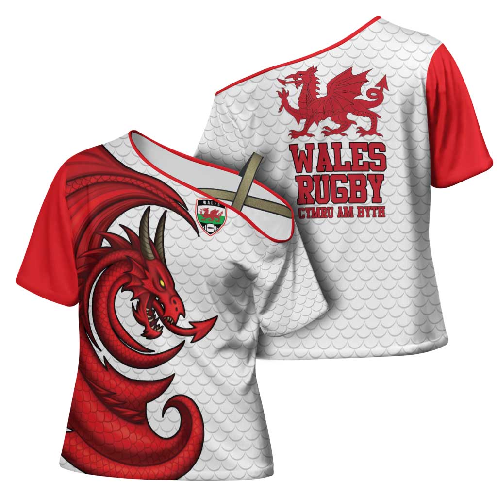 Wales Rugby Red Dragon Cross Shoulder Shirt Cymru Am Byth - Wonder Print Shop