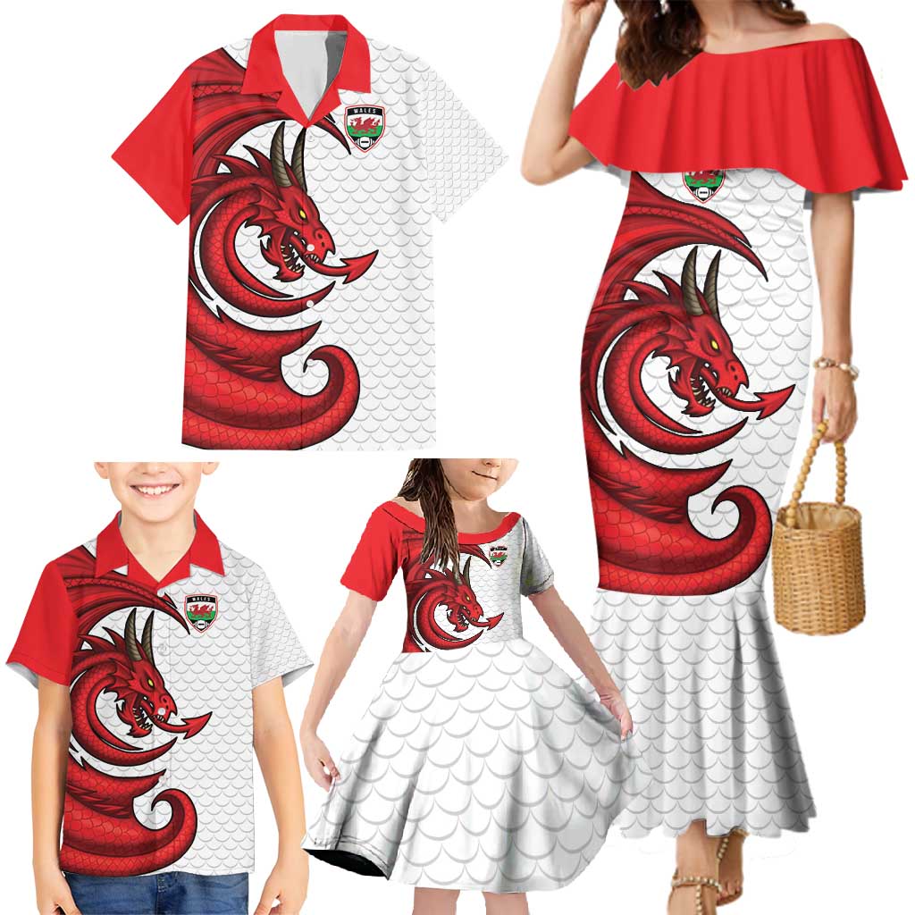 Wales Rugby Red Dragon Family Matching Mermaid Dress and Hawaiian Shirt Cymru Am Byth - Wonder Print Shop