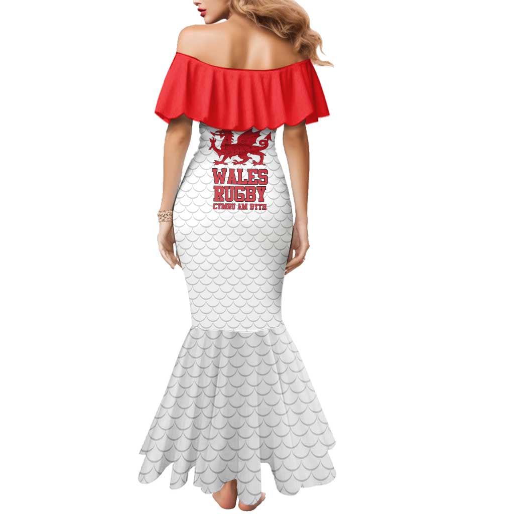 Wales Rugby Red Dragon Family Matching Mermaid Dress and Hawaiian Shirt Cymru Am Byth - Wonder Print Shop