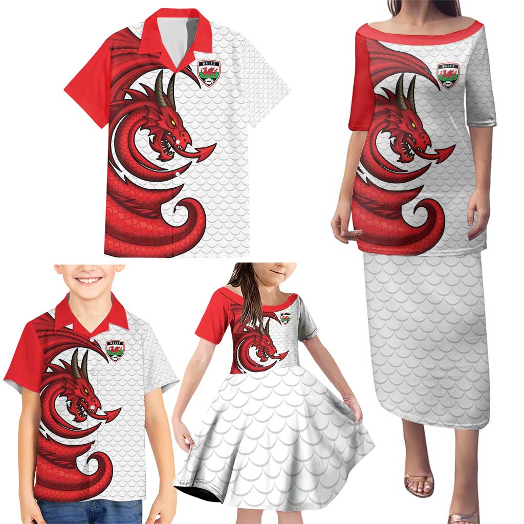 Wales Rugby Red Dragon Family Matching Puletasi and Hawaiian Shirt Cymru Am Byth - Wonder Print Shop