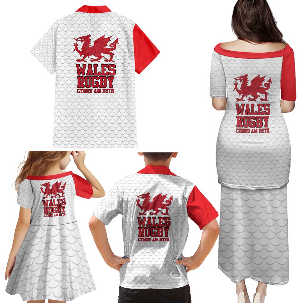 Wales Rugby Red Dragon Family Matching Puletasi and Hawaiian Shirt Cymru Am Byth - Wonder Print Shop