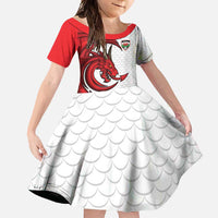 Wales Rugby Red Dragon Family Matching Short Sleeve Bodycon Dress and Hawaiian Shirt Cymru Am Byth - Wonder Print Shop