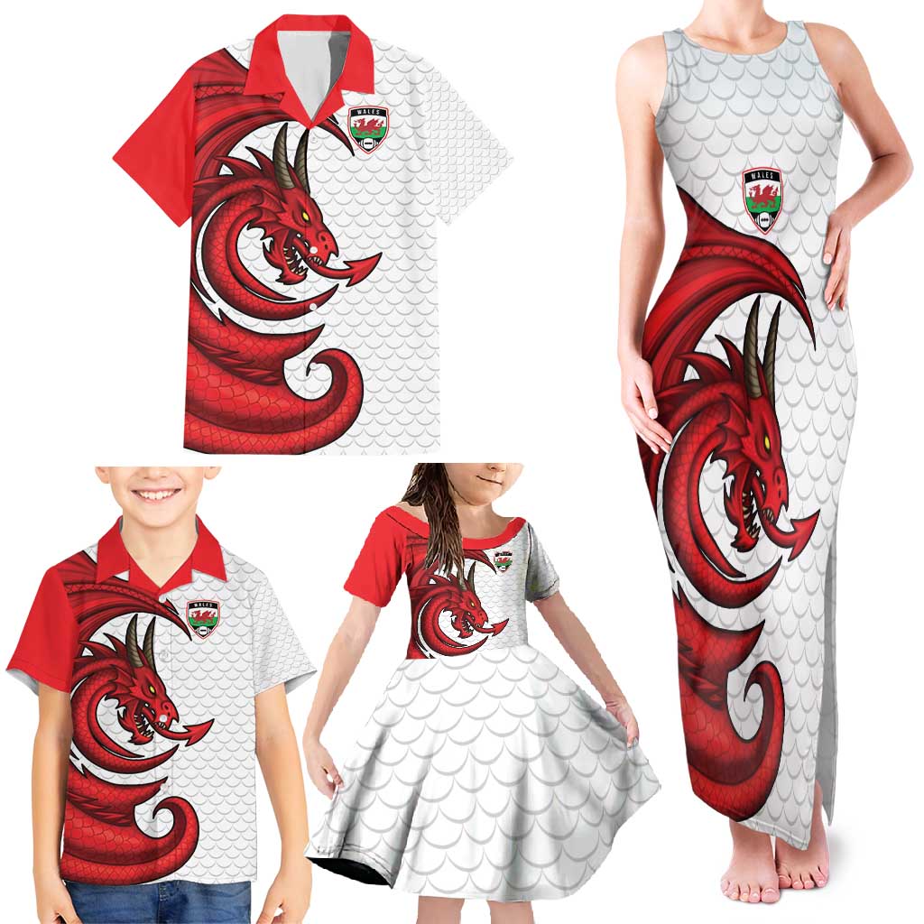 Wales Rugby Red Dragon Family Matching Tank Maxi Dress and Hawaiian Shirt Cymru Am Byth - Wonder Print Shop
