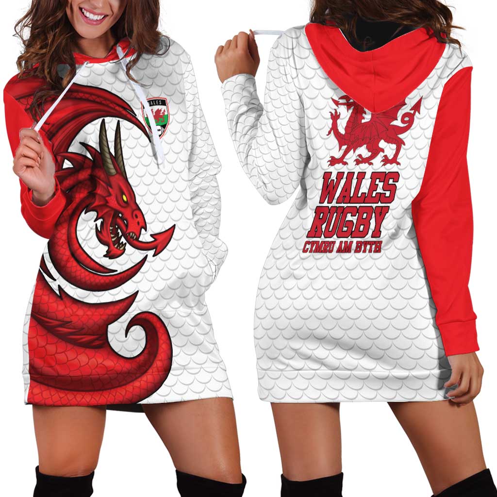 Wales Rugby Red Dragon Hoodie Dress Cymru Am Byth - Wonder Print Shop