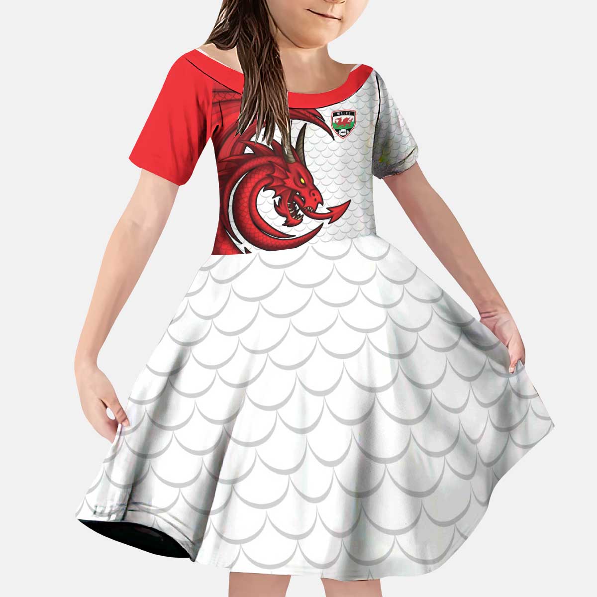 Wales Rugby Red Dragon Kid Short Sleeve Dress Cymru Am Byth - Wonder Print Shop