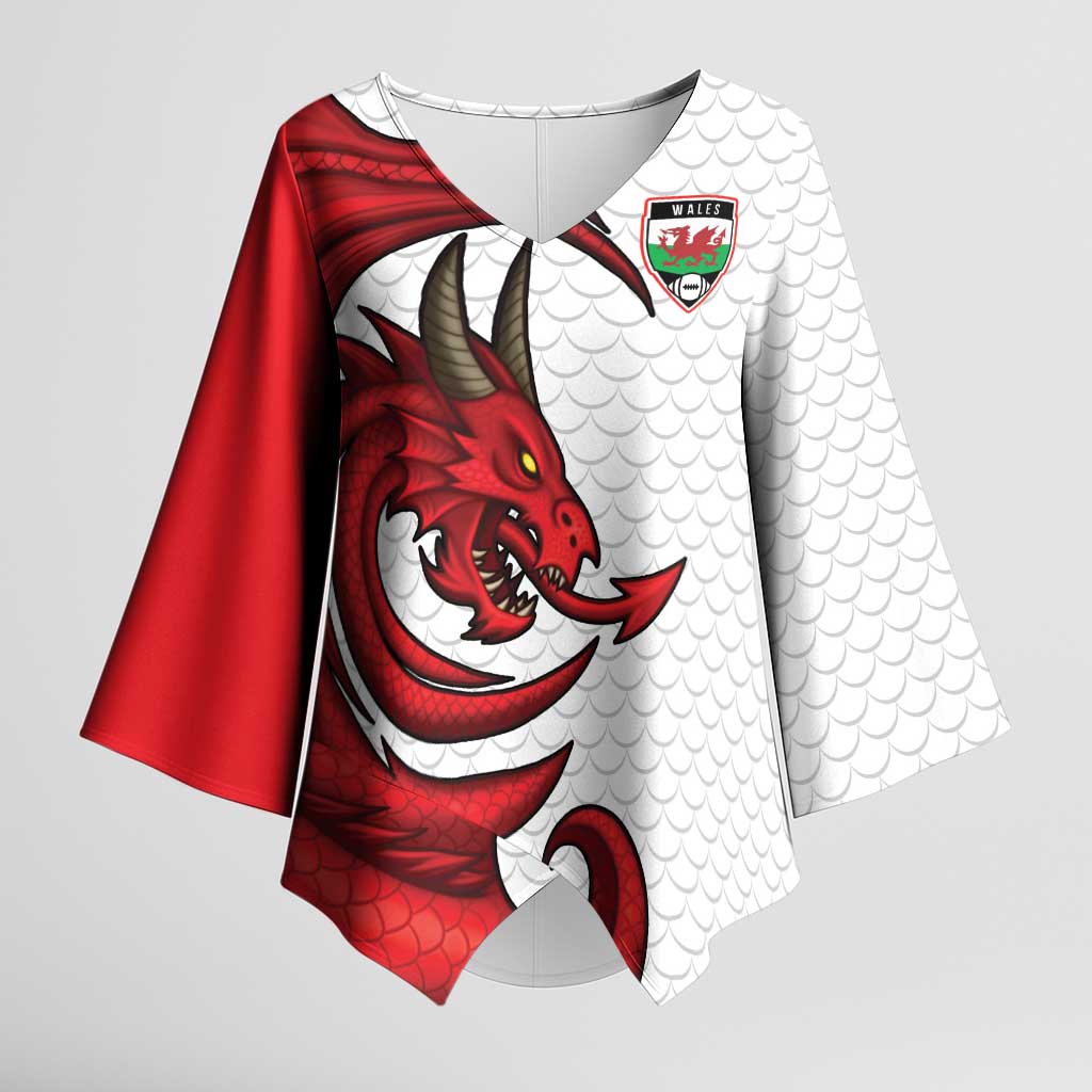 Wales Rugby Red Dragon Kimono Sleeve Blouse Cymru Am Byth - Wonder Print Shop