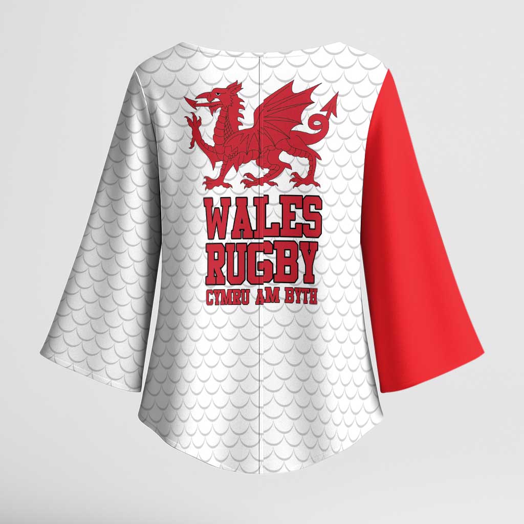 Wales Rugby Red Dragon Kimono Sleeve Blouse Cymru Am Byth - Wonder Print Shop