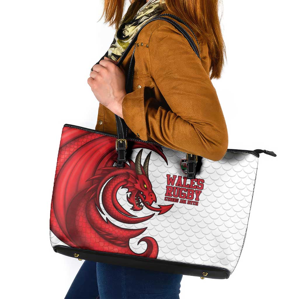 Wales Rugby Red Dragon Leather Tote Bag Cymru Am Byth - Wonder Print Shop